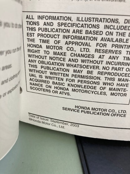 Honda 61MBZ00 CB600F Service Manual '04 Genuine