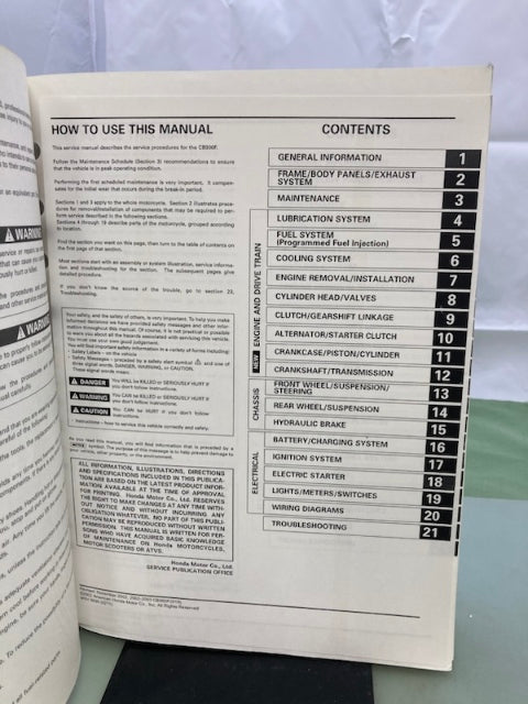 Honda 61MCZ01 CB900F 919 Service Manual '02-'03 Genuine