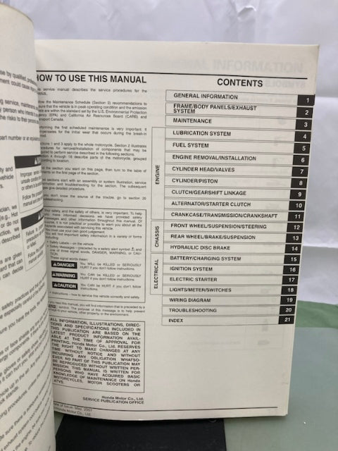 Honda 61MY658 XR650L Service Manual '08-'19 Genuine