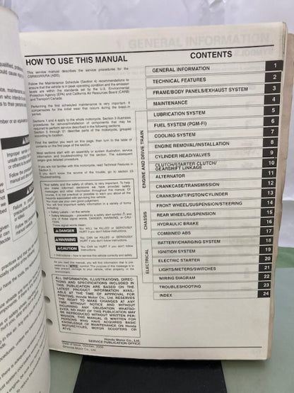 Honda 61MFJ05 CBR600RR/A Service Manual '07-'12 Genuine
