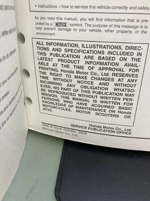 Honda 61MFJ05 CBR600RR/A Service Manual '07-'12 Genuine