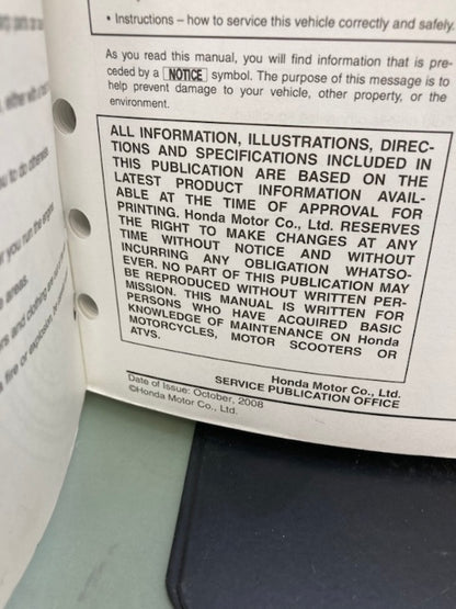 Honda 61MFJ05 CBR600RR/A Service Manual '07-'12 Genuine