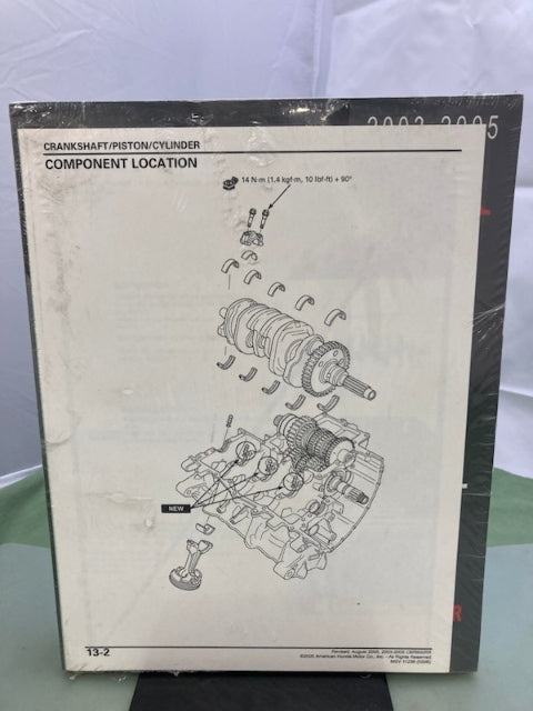 Honda 61MEE02 CBR600RR Service Manual '03-'05 New Genuine