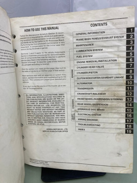 Honda 61KCY07 XR400R Service Manual '96-'04 Genuine