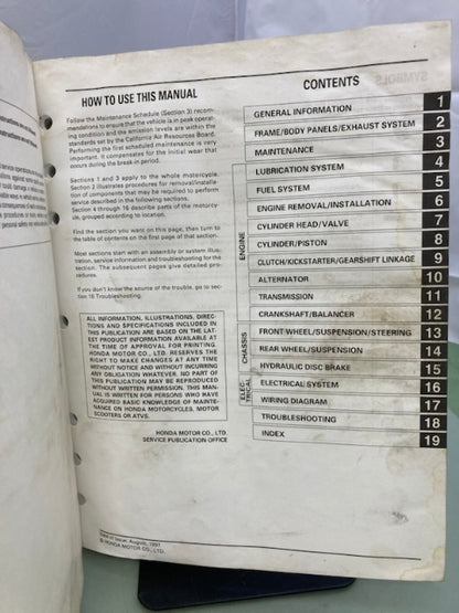 Honda 61KCY07 XR400R Service Manual '96-'04 Genuine