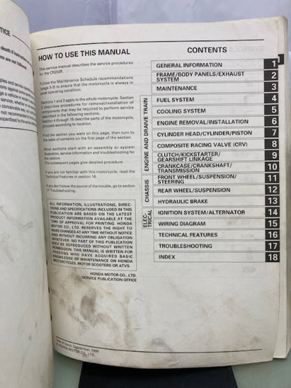 Honda 61KZ352 CR250R Service Manual '97-'99 Genuine