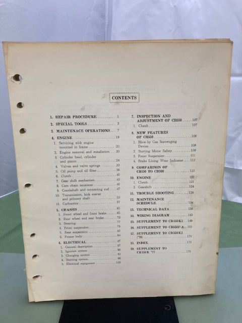 Honda 6137402 CB500 550 Shop Manual '74 Genuine