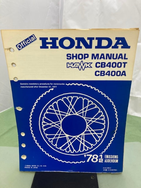 Honda 6141300 Hawk CB400T CB400A Shop Manual '78 Genuine