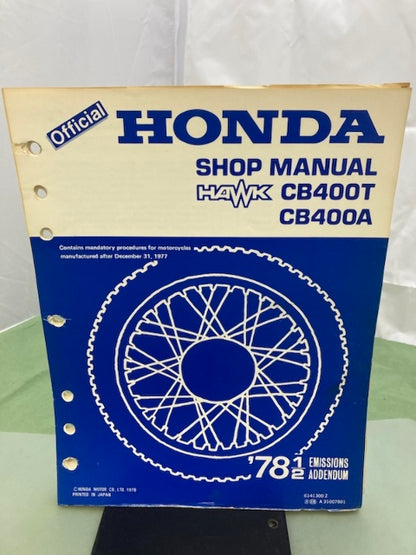 Honda 6141300 Hawk CB400T CB400A Shop Manual '78 Genuine