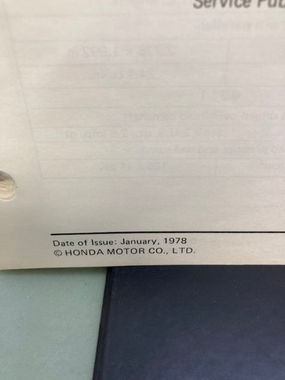 Honda 6141300 Hawk CB400T CB400A Shop Manual '78 Genuine