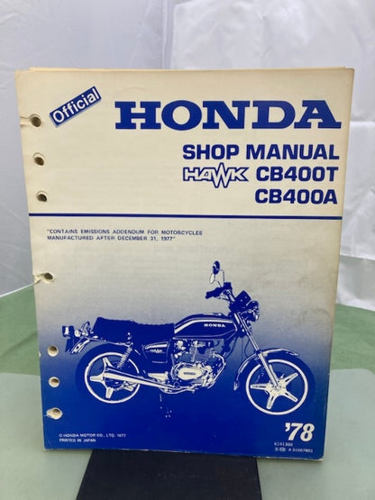 Honda 6141300 Hawk CB400T CB400A Shop Manual '78 Genuine