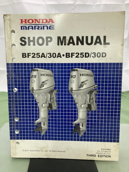 Honda 61ZV700E3 BF25A/30A BF25D/30D Shop Manual '10 Genuine