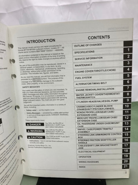 Honda 61ZW000E3 BF75A BF90A Shop Manual '96-'10 Genuine