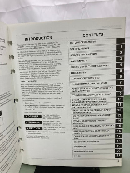Honda 61ZW000E3 BF75A BF90A Shop Manual '96-'10 Genuine