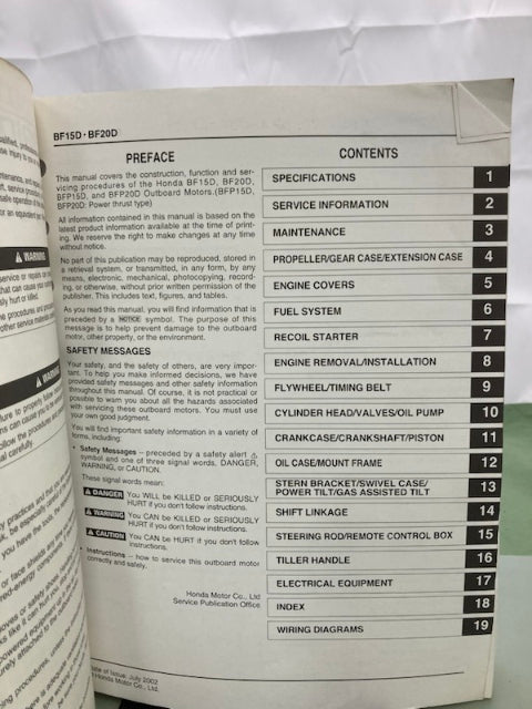 Honda 61ZY000 BF15D BF20D Shop Manual '02 Genuine