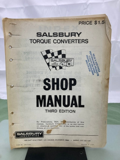 Salsbury S81-4-42 Torque Converter Shop Manual Third Edition Genuine