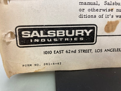 Salsbury S81-4-42 Torque Converter Shop Manual Third Edition Genuine
