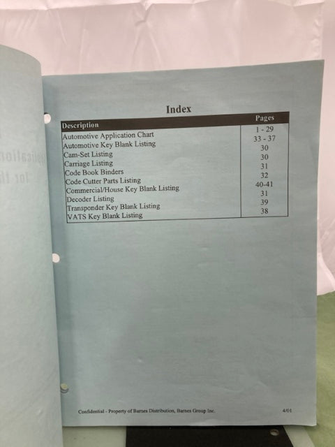 Curtis 70207 Key Blanks Cross Reference Guide & Code Book '00-'01 Genuine