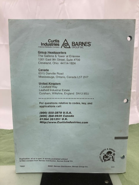 Curtis 70207 Key Blanks Cross Reference Guide & Code Book '00-'01 Genuine