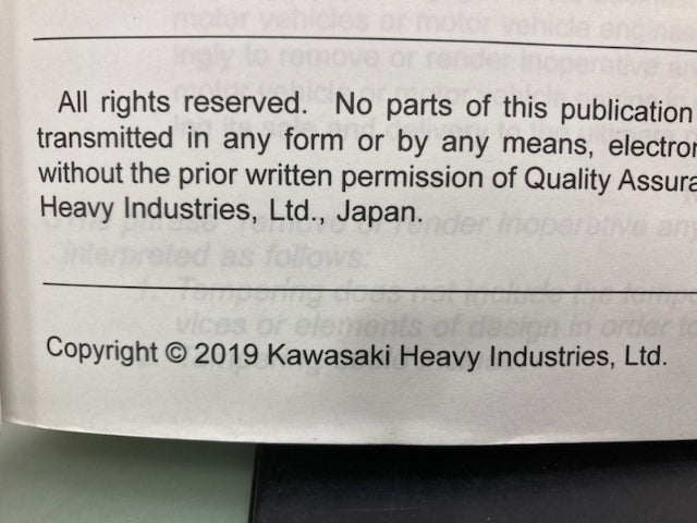 Kawasaki 99830-0005-02 Teryx KRX 1000 UTV Service Manual 2019 Genuine