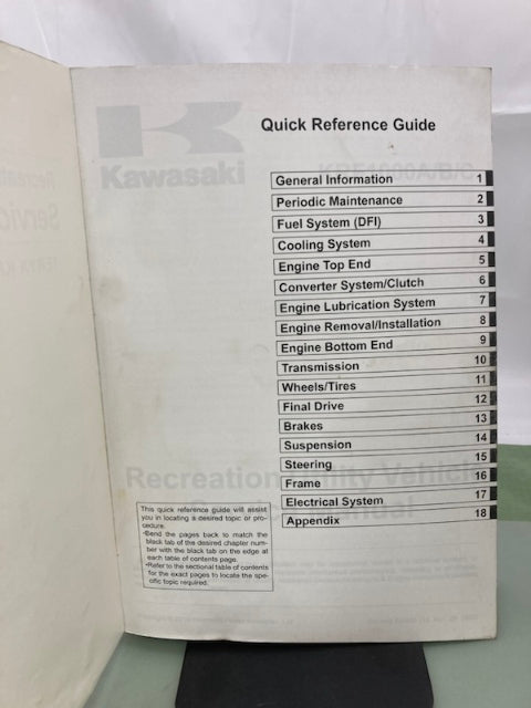Kawasaki 99830-0005-02 Teryx KRX 1000 UTV Service Manual 2019 Genuine