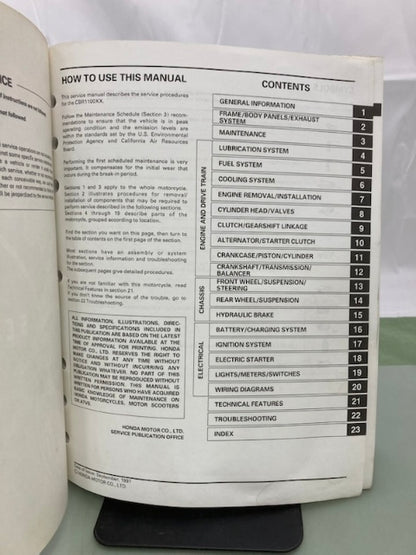 Honda 61MAT01 CBR1100XX Service Manual 1997-1998 Genuine