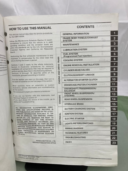Honda 61MAT54 CBR1100XX Service Manual 1999-2003 Genuine
