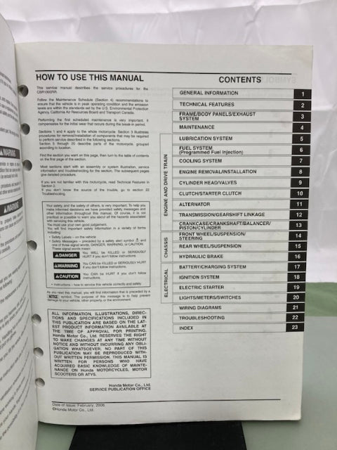 Honda 61MEL03 CBR1000RR Service Manual 2004-2007 Genuine