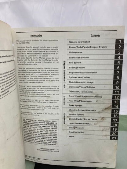 Honda 61MW002 CBR900RR Service Manual 1993-1995 Genuine