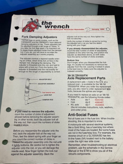 Honda 61MW002 CBR900RR Service Manual 1993-1995 Genuine