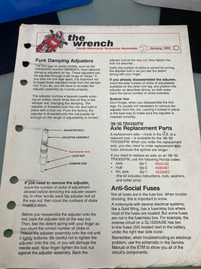 Honda 61MW002 CBR900RR Service Manual 1993-1995 Genuine