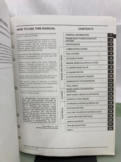 Honda 61MAA09 VT1100C VT1100T Shadow Service Manual 1997-2007 Genuine