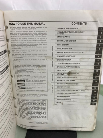 Honda 61MEA05 VTX1300C/R/S/T Service Manual 2003-2009 Genuine