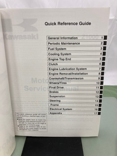 Kawasaki 99924-1310-02 Z1000 Service Manual 2002 New Genuine