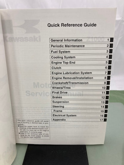 Kawasaki 99924-1310-02 Z1000 Service Manual 2002 New Genuine