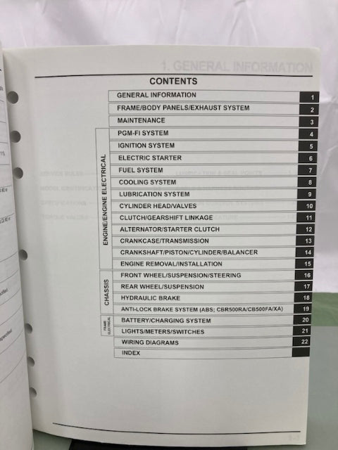 Honda 61MGZ01 CBR500R/RA CB500F/FA CB500X/XA Service Manual 2013-2014 Genuine