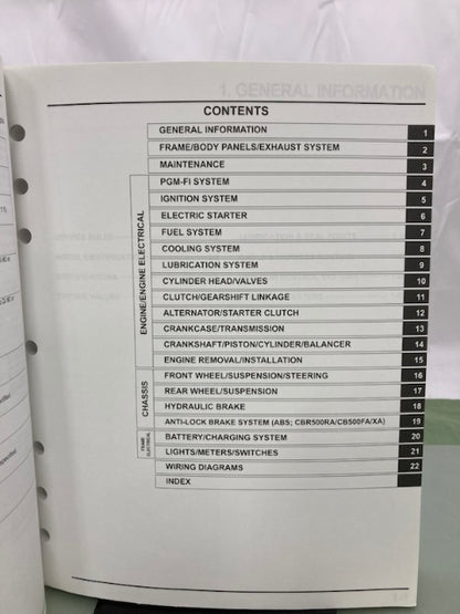 Honda 61MGZ01 CBR500R/RA CB500F/FA CB500X/XA Service Manual 2013-2014 Genuine