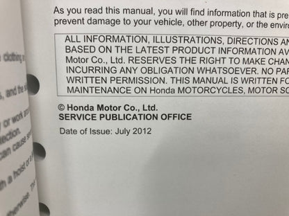 Honda 61MGS00 NC700X/XD Service Manual 2012 Genuine