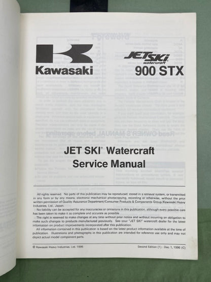 Kawasaki 99924-1205-01 JetSki 900STX Service Manual Supplement '96 Genuine