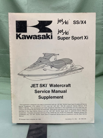 Kawasaki 99924-1174-51 JetSki SS/X4, SS/Xi Service Manual Supplement '93 Genuine