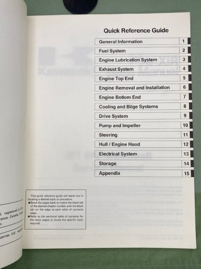 Kawasaki 99924-1180-01 JetSki XiR Service Manual '94 Genuine