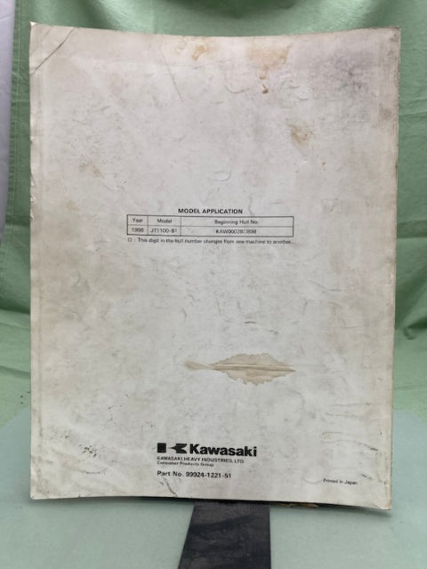 Kawasaki 99924-1221-51 JetSki 1100STX Service Manual Supplement '97 Genuine