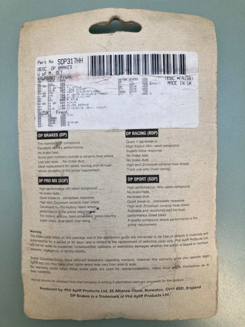 DP Brakes SDP317HH+ Brake Pad Set, Sintered New Genuine
