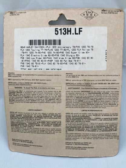 SBS 513H-LF Street Brake Pad Set, Asbestos Free New Genuine