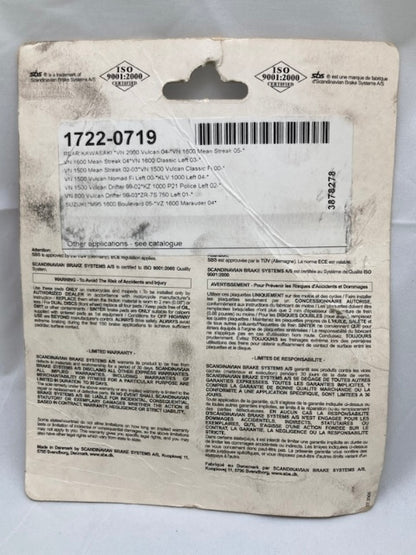 SBS 704LS Rear Brake Pad Set, Sinter New Genuine