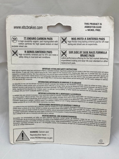 EBC Brakes FA84X Brake Pad Set, Off Road New Genuine