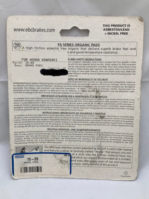 EBC Brakes FA29 Brake Pad Set, Organic New Genuine