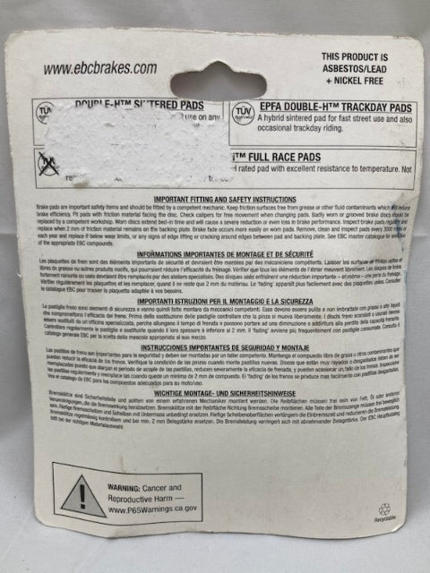 EBC Brakes FA390HH Brake Pad Set, Double-H Sintered New Genuine