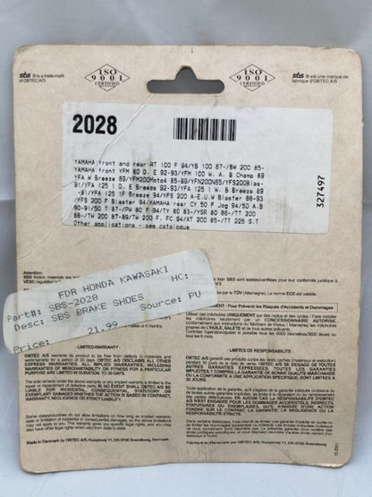 SBS 2028 Organic Brake Pad Set, Street New Genuine