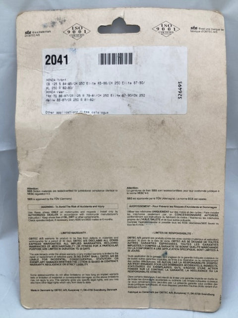 SBS 2041 Organic Brake Pad Set, Asbestos Free Street New Genuine